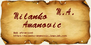 Milanko Amanović vizit kartica